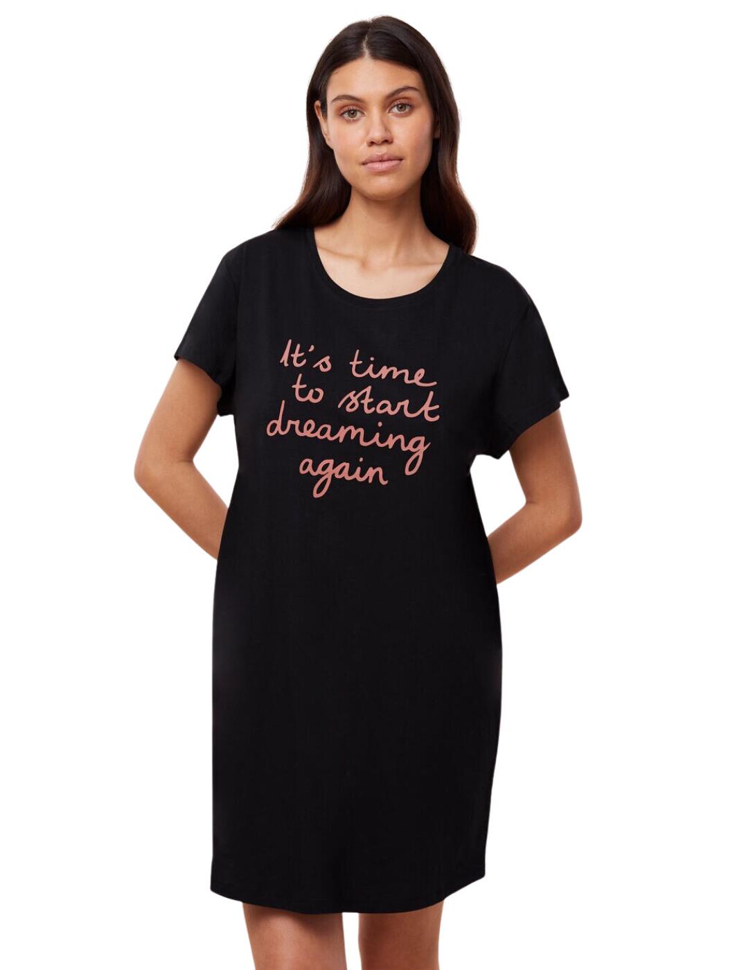 Get ready for sweet dreams with the Triumph Nightdresses one-piece nightie. Made from a soft Jersey fabric, this stylish nightdress is designed to bring ultimate comfort to your nighttime routine. With an all-over print design and softly rounded neckline, you'll love slipping into this cosy nightwear every evening! The short sleeves will keep you cool on those hotter nights, while the length ends before the knee so you can move around easily. It also features a slogan on the centre front which adds a touch of quirkiness and fun to your sleepwear wardrobe.  Jersey nightdress All-over print design Soft rounded neckline Short sleeves Ends before the knee Slogan on the centre front Country of origin: Vietnam Composition: 100% Cotton Listed in UK sizes  61327-106367-1414868 10215185 Nightwear