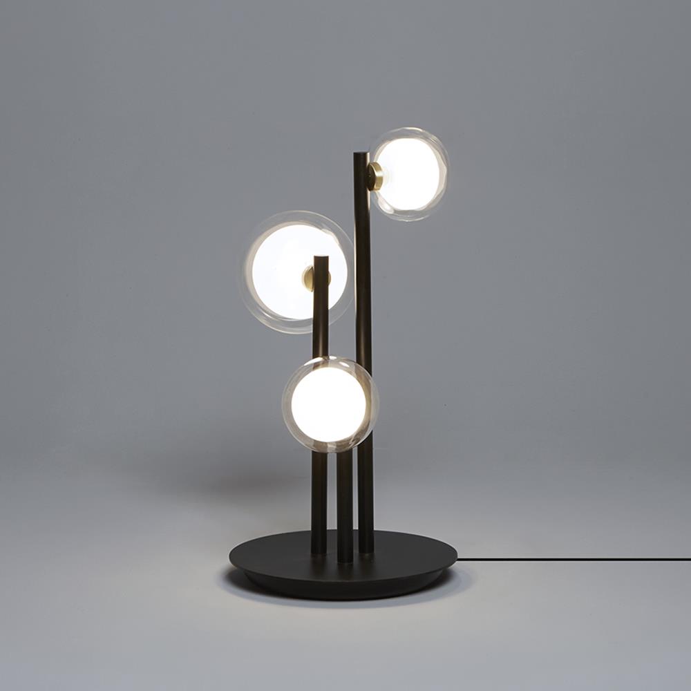 Nabila Table Lamp With Dimmer Black Chrome Smoke Glass