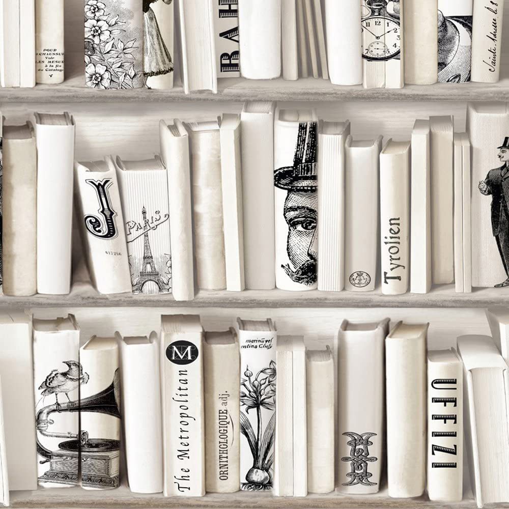 Muriva Encyclopedias Wallpaper 10m x 53cm, Cream