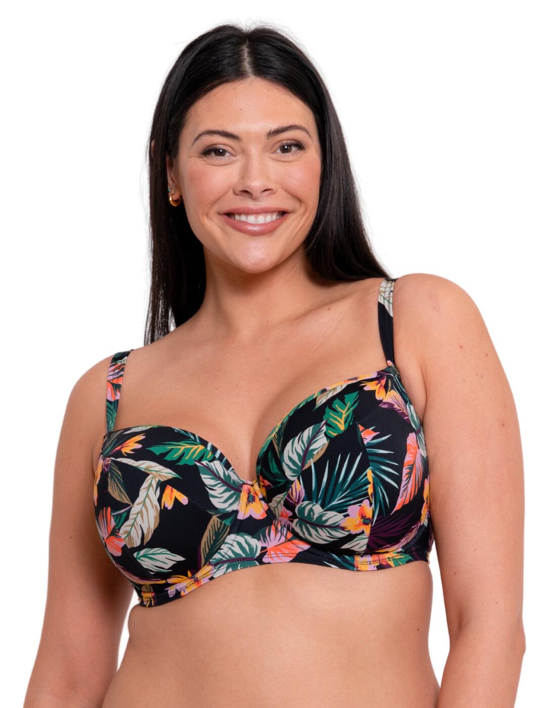 Feel flirty and stylish in the balcony bikini top from the Cuba Libre range by Curvy Kate! The vibrant design effortlessly creates a tropical vibe that is perfect for any beach getaway. Meanwhile, the adjustable multiway straps, padding, and underwiring combine to make this bold bikini top not only fashion-forward but supportive and comfortable no matter the holiday activity. Made from durable recycled materials, this choice is good for the planet too! Show off your curves while feeling secure in this bikini top, and pair it with the coordinating bikini briefs from the range to create a truly fabulous look!  Bold and vibrant balcony bikini top Tropical floral print Balcony neckline Padded and underwired for comfort and support Multiway adjustable straps Classic back clasp closure Made from recycled materials Matching coordinates available Country of origin: China Composition?? Listed in UK sizes  61347-106391-1406155 CS032300 Balcony Bikini Top
