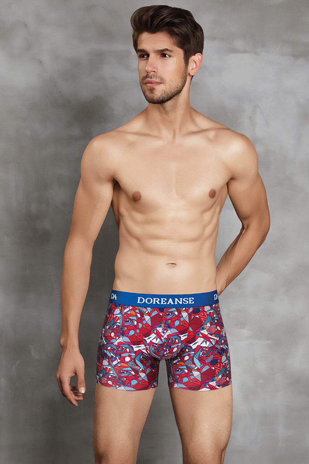 Shop Doreanse 1703 Boxer Brief men's underwear trunks in a great multicolour patchwork print. Supersoft breathable male short. Buy now. Ship worldwide