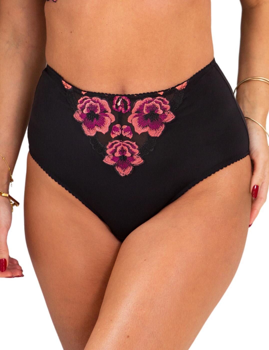 The Pour Moi Soiree embroidery high waist deep brief is the perfect lingerie choice for when you want style and coverage. With a high-rise waist and moderate rear coverage, this brief offers a flattering shape for anybody. It's made from a soft micro fabric for a seamless finish whilst floral embroidery at the centre front adds a luxe feel. Plus, there are flirty scalloping trims for a beautiful finish. The comfortable elasticated waistband is ideal for all-day comfort and there's a gorgeous gold droplet charm in the centre - just enough to add something special. For an extra luxurious feel, matching lingerie pieces are also available.