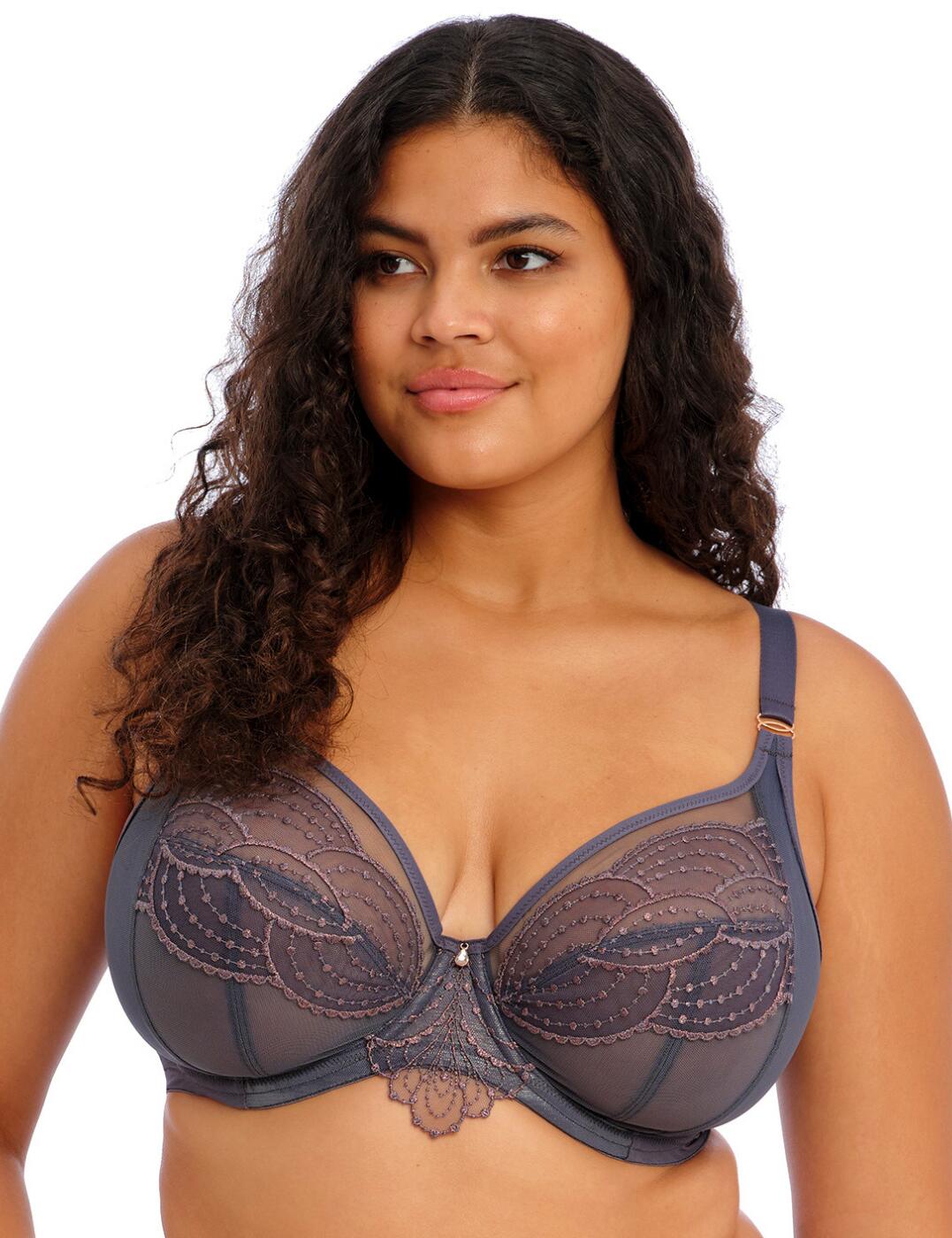 Add stunning and stylish pieces to your lingerie wardrobe such as the plunge bra from Priya by Elomi! The plunging neckline with non-padded and underwired is designed to flatter and enhance your stunning curves. Hook and eye fastening and adjustable shoulder straps are added for that tailored and secure fit. Soft, shimmering metallic yarns are beautifully embroidered to create an iridescent look, subtly catching the eye and adding a touch of glamour to your fit. The embroidered motif at the centre front draws the eye to your figure, replicating a tattoo effect. The rose gold charm located on the centre front is the perfect finishing touch to this piece. Pick from some of the matching briefs from the Priya range to complete the look!  Shimmering everyday plunge bra The low centre front gives a plunging neckline without push up Three-section cup plus cotton lined side-support panel for forward shape, good uplift and separation Underwired for support Delicate embroidery overlay Soft fold-over elastic at the neckline for ease of fit Soft fold-over elastic at the top edge of the back for a smoothing effect Embroidered motif at the centre front for a decorative underbust tattoo look Rose gold central jewel and apex details Country of origin: Sri Lanka Composition: 38% Polyamide &pipe; 18% Cotton &pipe; 15% Elastane &pipe; 29% Polyester Listed in UK sizes  61580-106690-1411003 4550 Plunge Bra