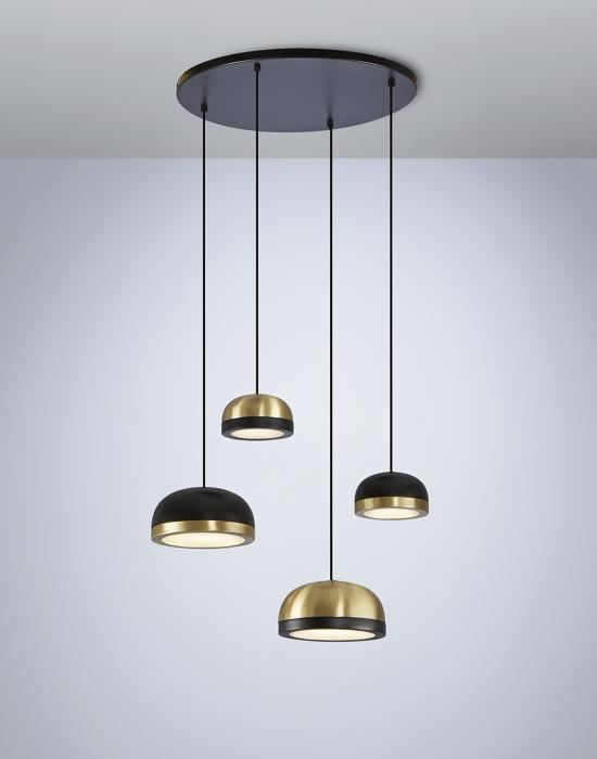 Molly Cluster Chandelier Brushed Brass Dome Sand Grey