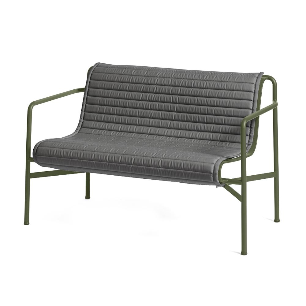 Palissade Dining Bench Olive Green Anthracite Quilted Cushion