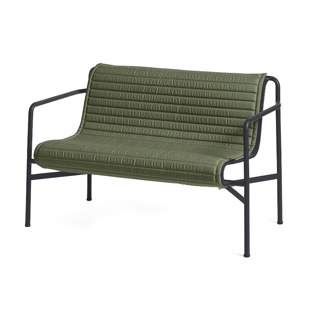 Palissade Dining Bench Anthracite Olive Green Quilted Cushion