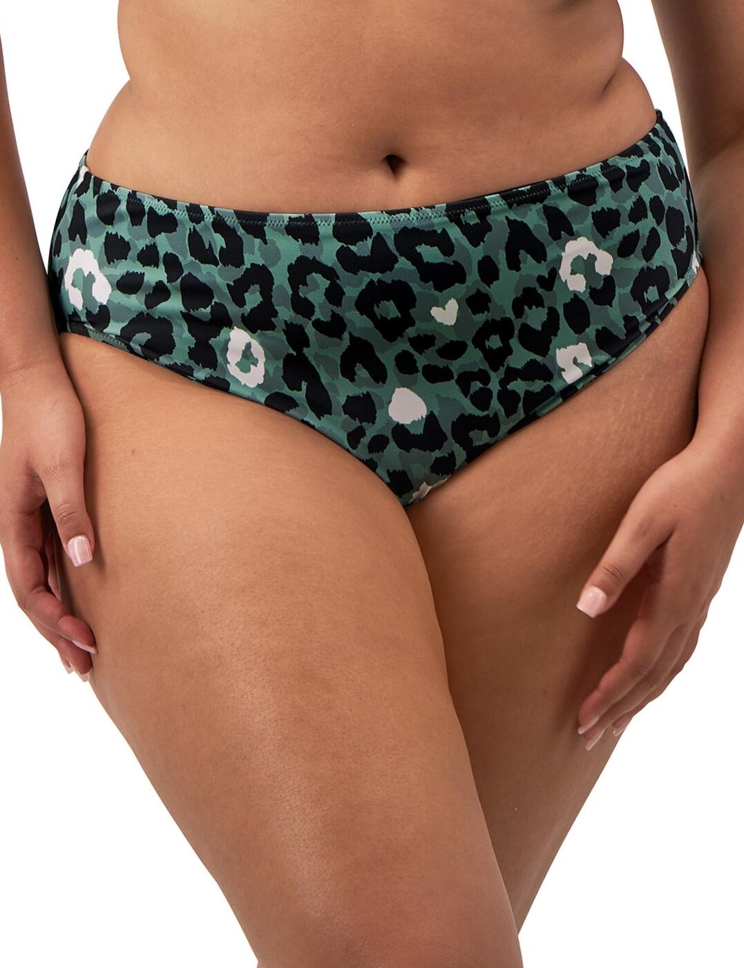 Make a trendy statement on your next holiday with these gorgeous bikini briefs from the Jungle Bay collection by Elomi! The vibrant and eye-catching all-over print will have you standing out from the crowd, while the lightweight yet durable material envelops your curves perfectly! What's more, with the high-cut leg, full rear coverage and mid-rise waist, this bikini brief is the perfect combination of flattering style and confidence-boosting modesty! Pair with matching swimwear from the Jungle Bay range for a stylishly coordinated pool-side ensemble!