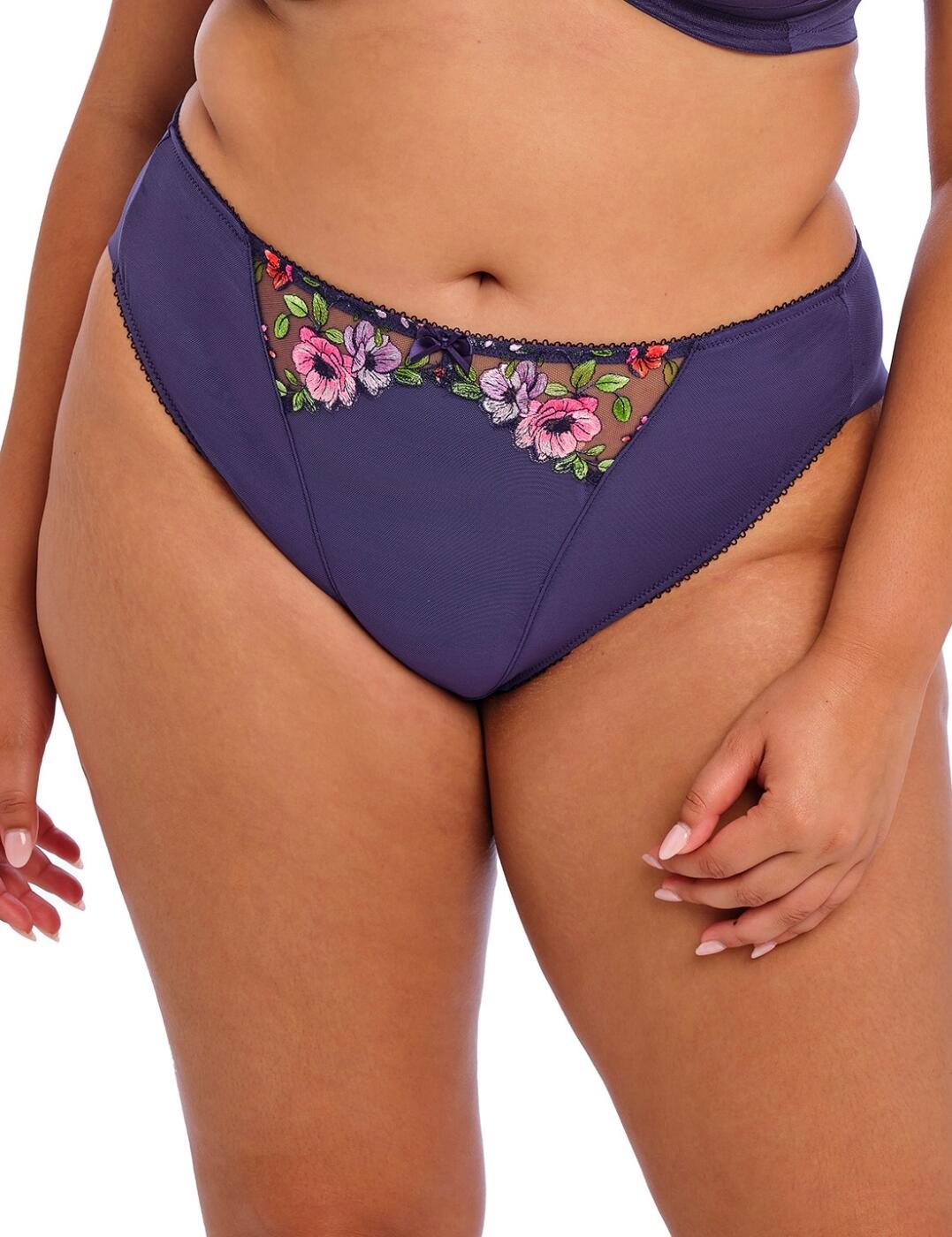 Elevate your basics this season with the Himari Brazilian brief by Elomi. If you're searching for classic styles with a modern, feminine twist, these briefs are your perfect solution. They showcase a beautiful printed floral design with a hyperrealistic 3D effect, adorning semi-sheer embroidered panels at the front for a chic look. The high-rise waist offers a snug and secure fit, while cheeky coverage at the rear is complemented by folded edges for a seamless finish that smooths and stays invisible under even your tightest outfit. Finished with a playful bow detail at the centre front, these gorgeous briefs can be worn with a matching bra from the Himari collection for an exceptional lingerie experience.