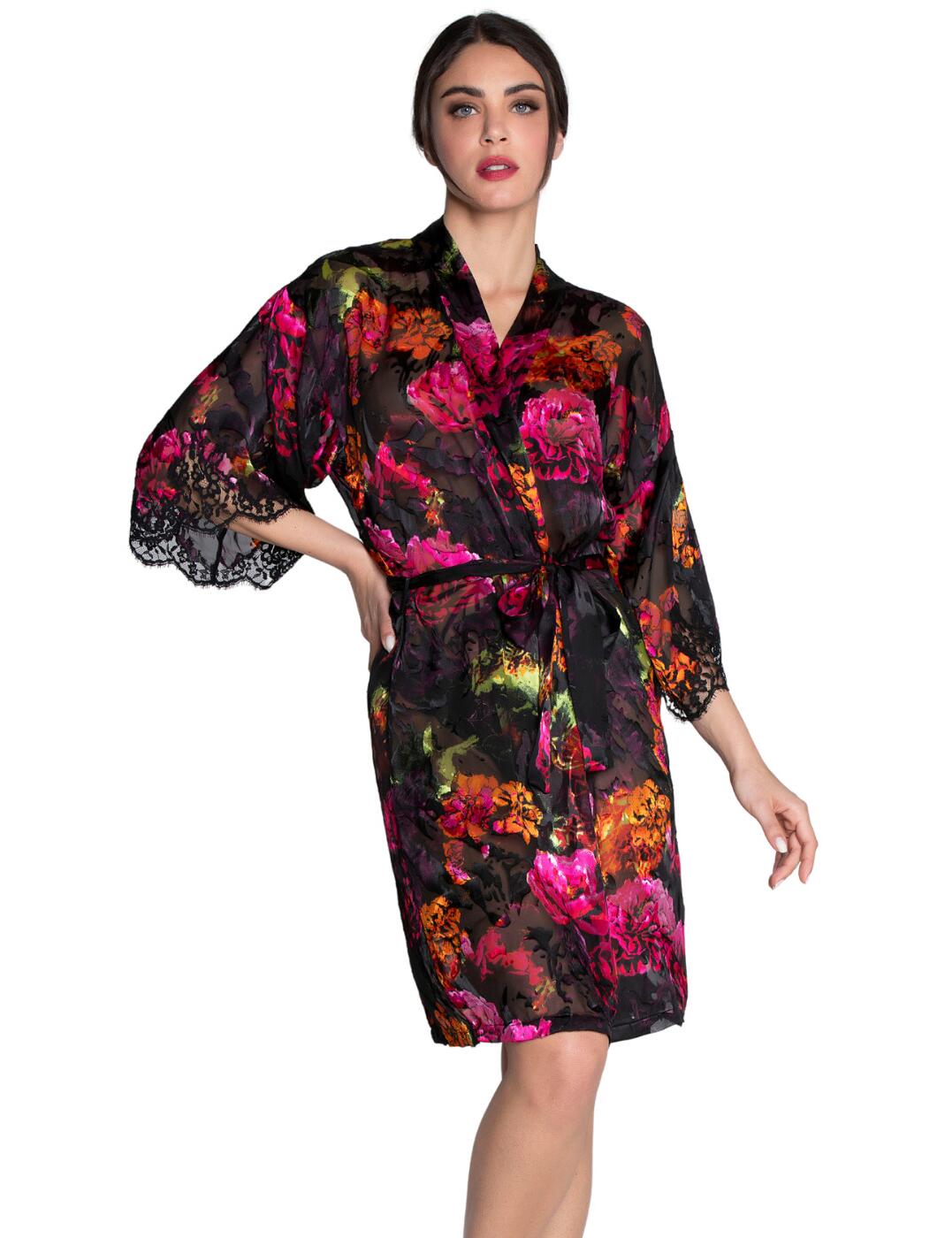 Indulge in the ultimate expression of femininity with the Lise Charmel Floraison Passion robe. This exquisite dressing gown will envelop you with its vibrant floral design and delicate details, making you feel like your most seductive self. Crafted from luxurious devor fabric, this mid-length robe will caress your skin with its soft texture and elegant drape. The intricate lace inserts on the sleeve cuffs add a touch of sensual allure, while the tie at the waist allows you to adjust the fit for a flattering silhouette. Complete your lingerie set with one of the matching nighties, designed to perfectly complement the robe and enhance your curves.