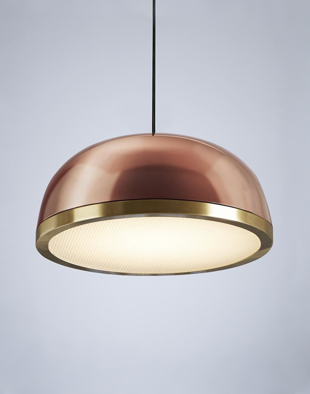 Tooy Molly Suspension Pendant Large Sand Grey Dome Brushed Brass Designer Pendant Lighting