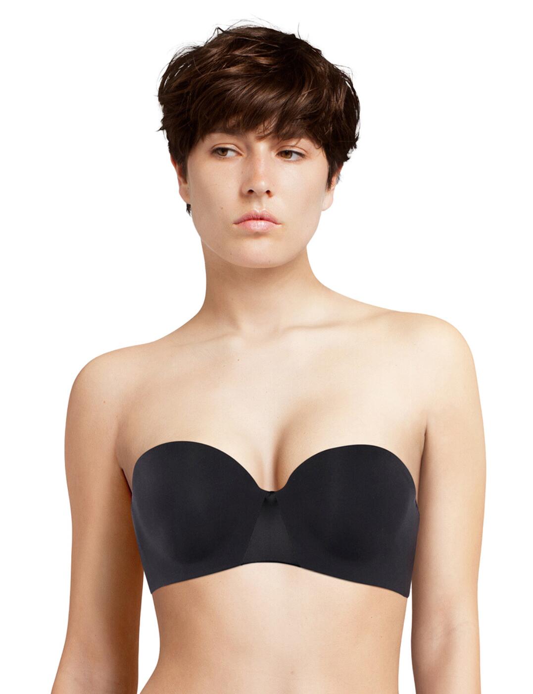 The perfect bra for any outfit, this classic strapless t-shirt bra from Chantelle's Essentiall collection is sure to become a necessity in your everyday wardrobe! With removable straps, you can adapt this bra to whatever you're wearing, and the silicone strap on the back ensures comforting all-day-long support. The seamless finish on the cups and the back, and the luxuriously smooth materials, give a comfortable, second-skin feeling, making this bra invisible under even the most form-fitting clothing! There are integrated pads for a push-up effect in smaller sizes. The fully adjustable straps and 4-rank padded hook and eye closure offer further support and an individualised fit, perfect for all body types. Features the Chantelle logo embossed on the side. Pair with coordinating briefs from the Essentiall range to complete this classic look!  Stylish strapless t-shirt bra Soft knit, smooth cups for comfort and invisibility Seamless bonded back Elastane strip on the back for a bra that stays in place all day long Fully adjustable, removable straps 4-rank hook and eye closure Underwired Padded in smaller sizes Chantelle logo on the side Matching items available Country of origin: Vietnam Composition: Main: 75% Nylon &pipe; 25% Elastane Composition: Knit inside cups: 100% Polyester Composition: Knit lining back: 58% Nylon &pipe; 42% Elastane Listed in UK sizes  61533-106628-1409088 C15G50 T-Shirt Bra