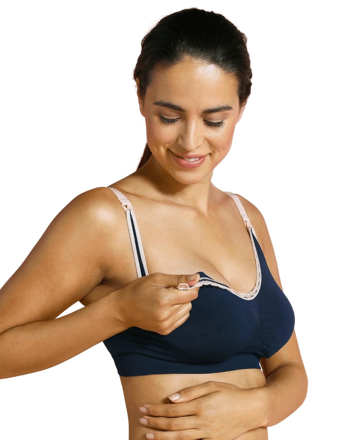 Carriwell's maternity and nursing lingerie provides you with everything you need during and post-pregnancy. The original deluxe nursing bra is made from a premium soft stretch fabric that comfortably adapts to your changing shape. The easy one-handed clasp allows you to expose the breast full for maximum skin-to-skin contact whilst nursing. A hook and eye fastening with included bra extender creates the perfect individual fit.  One-handed nursing clasp Full breast exposure Hook and eye closure Adjustable straps Non-padded and non-wired Country of origin: China Composition: 90% Polyamide &pipe; 9% Elastane Listed in UK sizes  52184-93957-1231488 3060 Nursing Bra