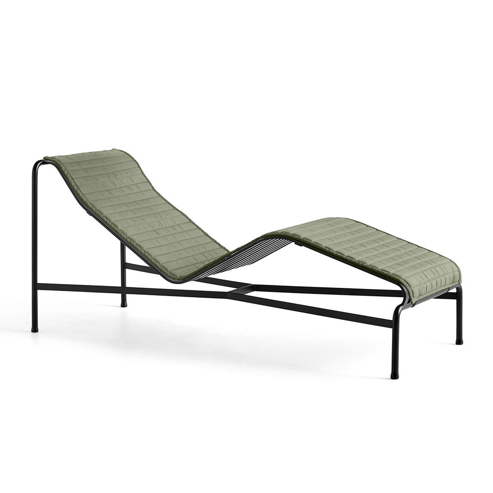 Palissade Chaise Longue Anthracite Quilted Cushion Olive