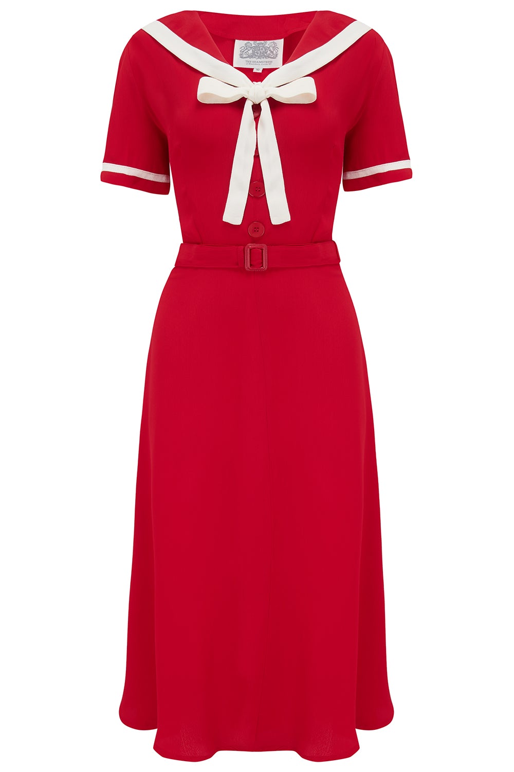 Vintage Cruise Outfits, Vacation Clothing Patti 1940s Nautical Sailor Dress in Red Authentic true vintage style £79.01 AT vintagedancer.com