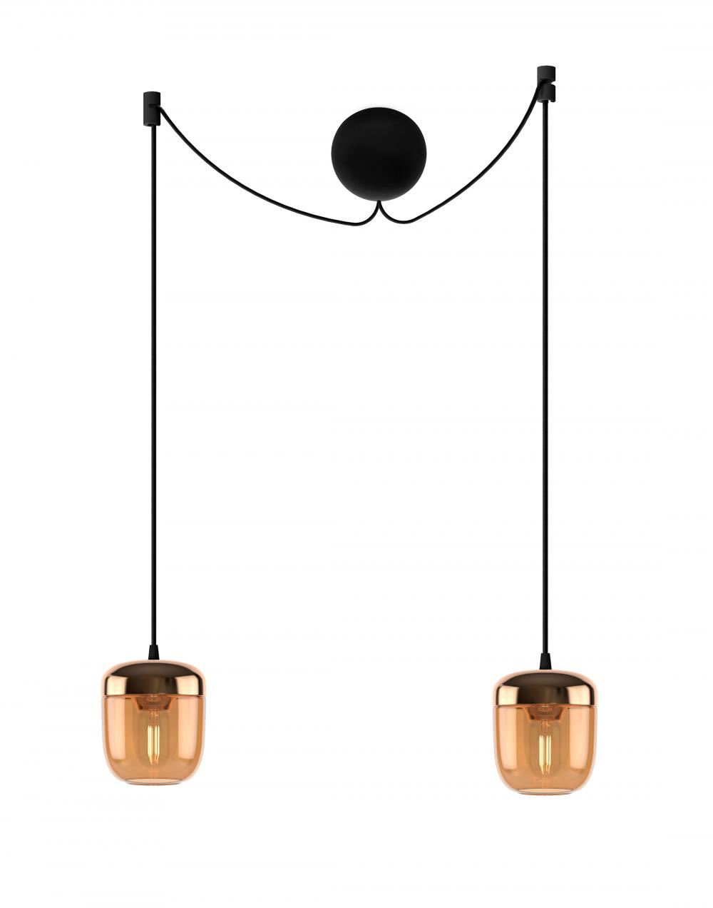 Umage Acorn Cluster Pendant Two Amber Brass Black Orange Designer Pendant Lighting
