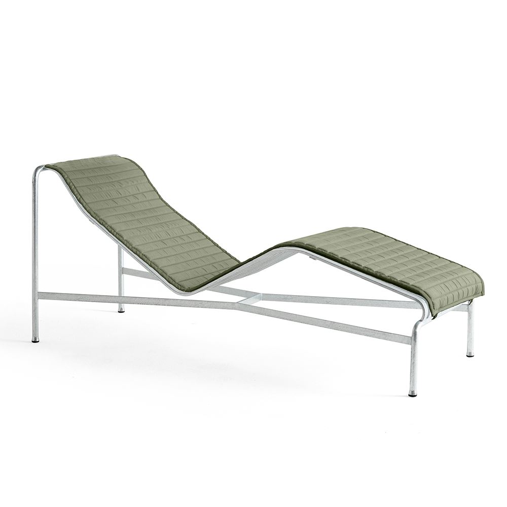 Palissade Chaise Longue Hot Galvanised Quilted Cushion Olive