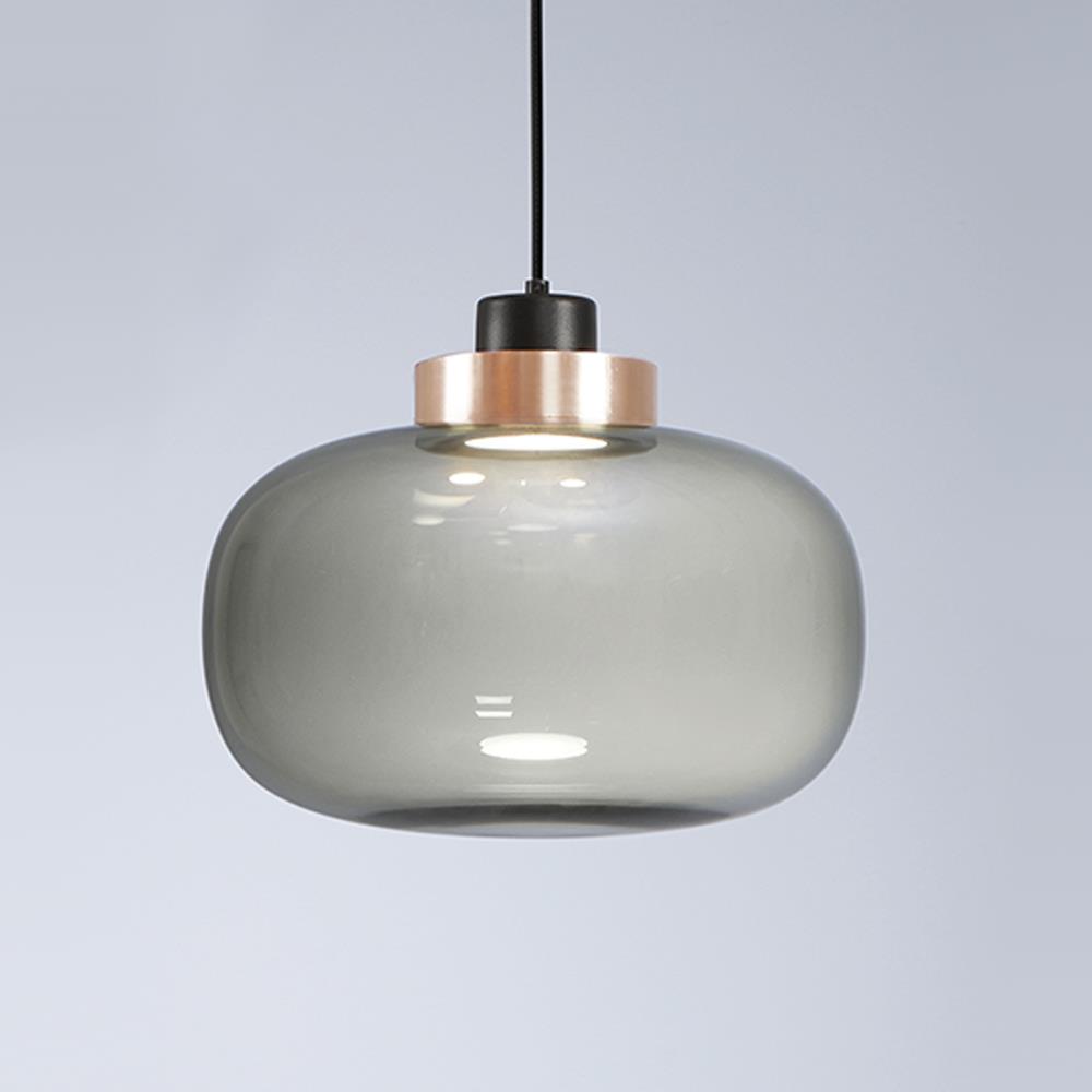 Tooy Legier Suspension Pendant Medium Sand Black Brushed Brass Smoked Glass Designer Pendant Lighting