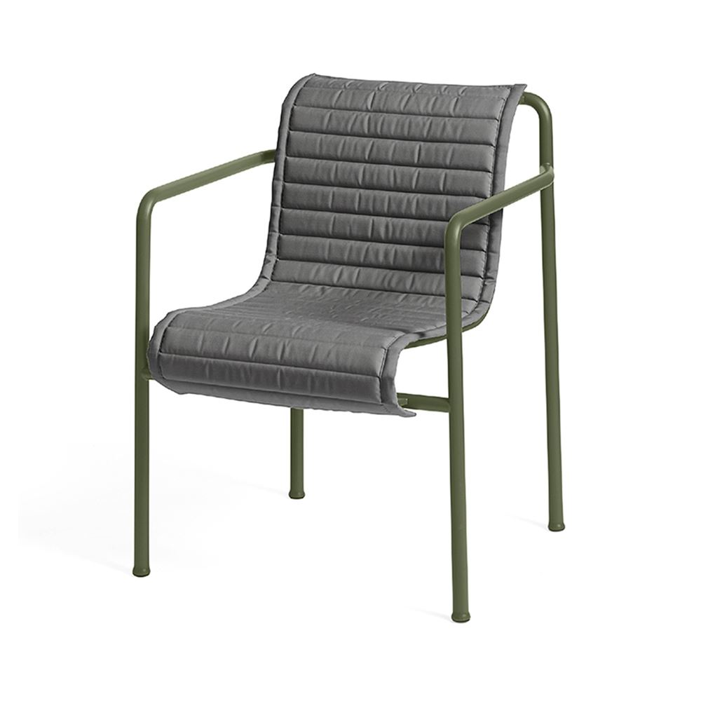 Palissade Dining Armchair Olive Green Anthracite Quilted Cushion