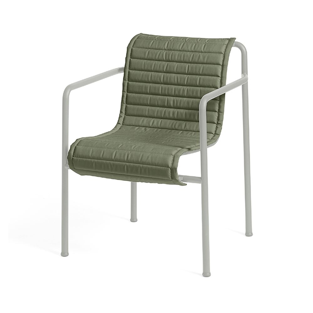 Palissade Dining Armchair Sky Grey Olive Green Quilted Cushion