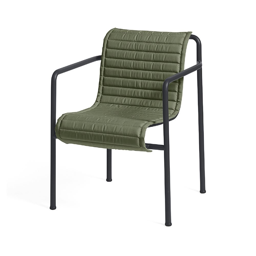 Palissade Dining Armchair Anthracite Olive Green Quilted Cushion