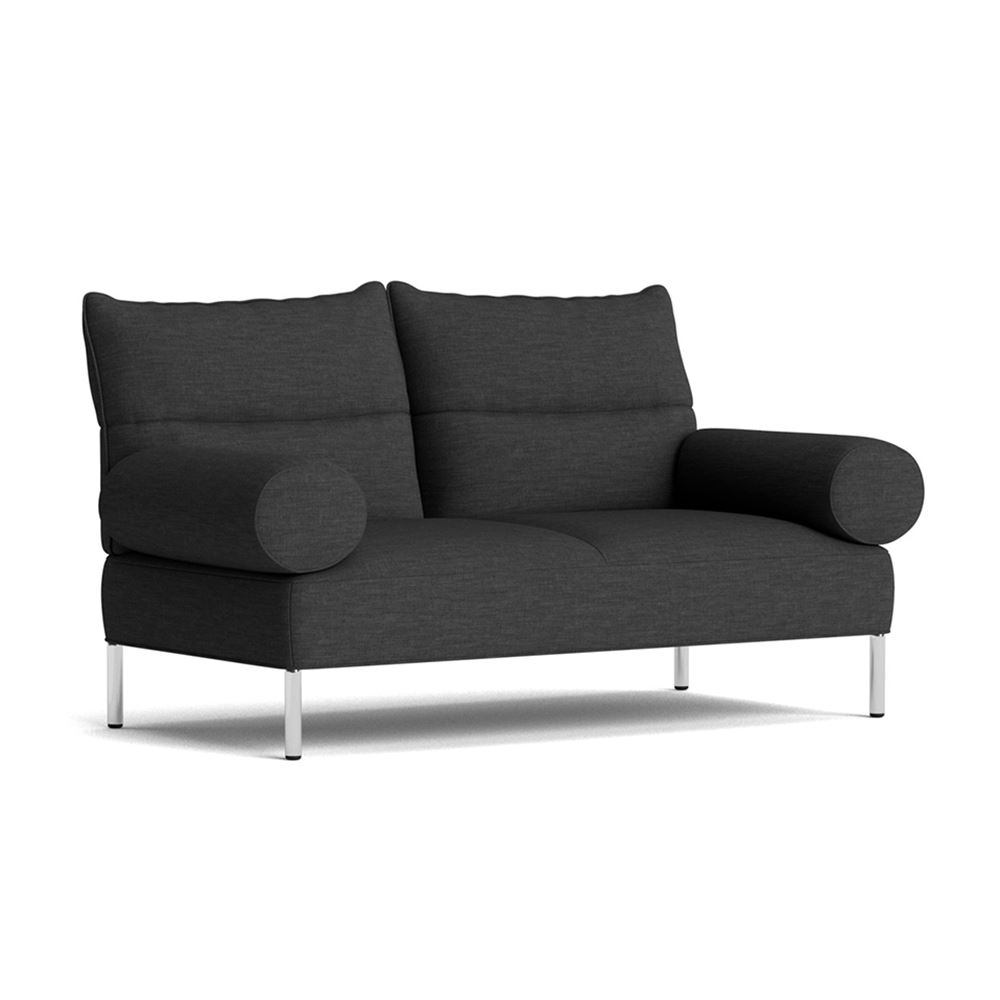 Pandarine 2 Seater Cylindrical Armrest Sofa Black Stained Solid Oak Legs With Remix 173