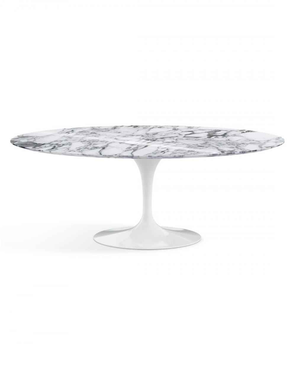 Saarinen Dining Table Oval White Base White Marble Top