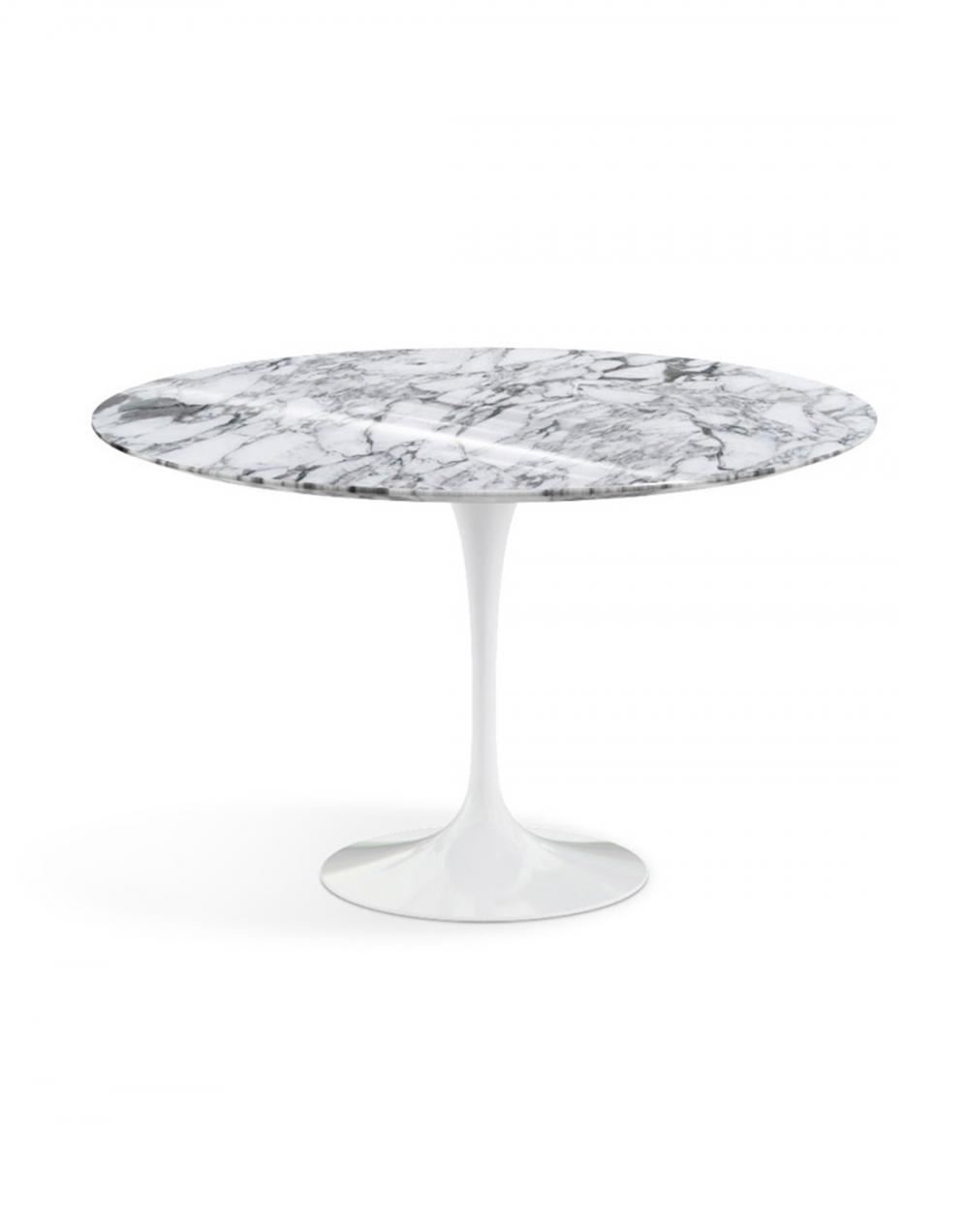 Saarinen Dining Table Round Large White Base White Marble Top