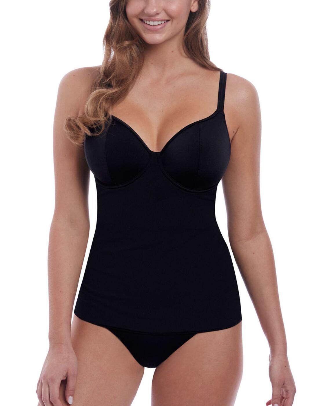 Freya's Remix tankini top is elegant and feminine, falling to your hips for full coverage that effortlessly flatters your silhouette. The underwired cups are non-padded, providing a secure, supportive fit, that gives a smooth shape. The plunging neckline perfectly frames your bust for a chic, playful look. The straps are adjustable to ensure the perfect fit, and the classic pull-on design is perfect for easy wear.  Adjustable straps Underwired Non-padded Plunge neckline Pull-on design Hip length Country of origin: Indonesia Composition: 78% Polyamide &pipe; 22% Elastane Listed in UK sizes  36827-67498-1330391 3946 Tankini Top