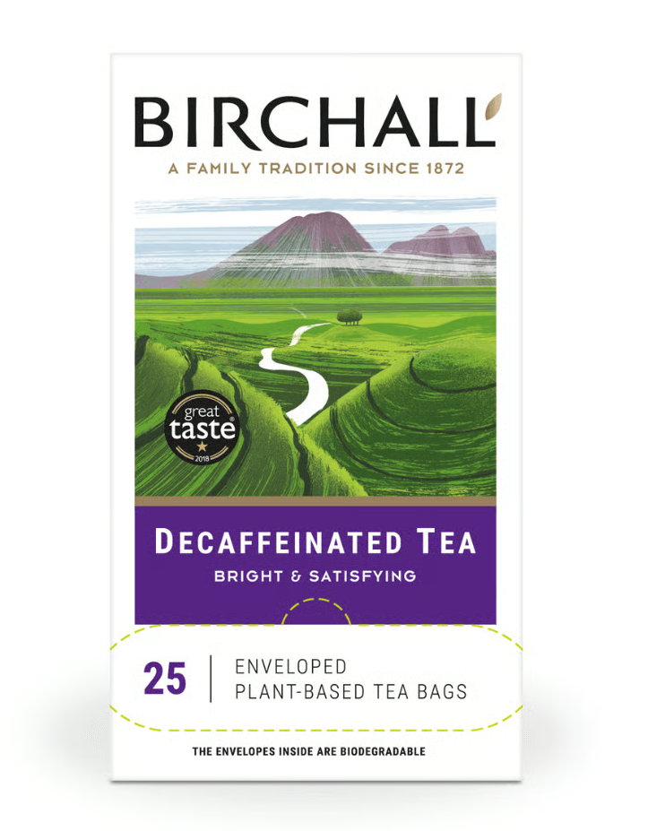 Birchall Decaffeinated Tea - 25 Enveloped Plant-Based Tea Bags RA