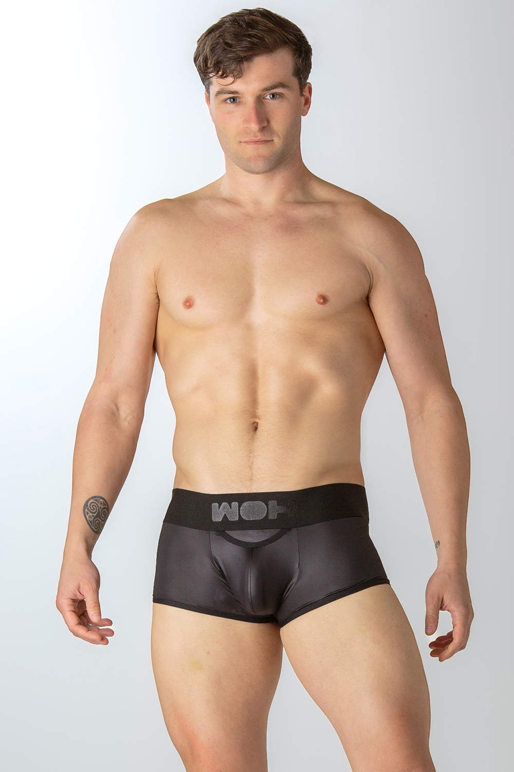 WOH Night Universe Trunk men’s underwear boxer brief – a second skin leather look male short with roomy shaped pouch. Shop sensual undies for him