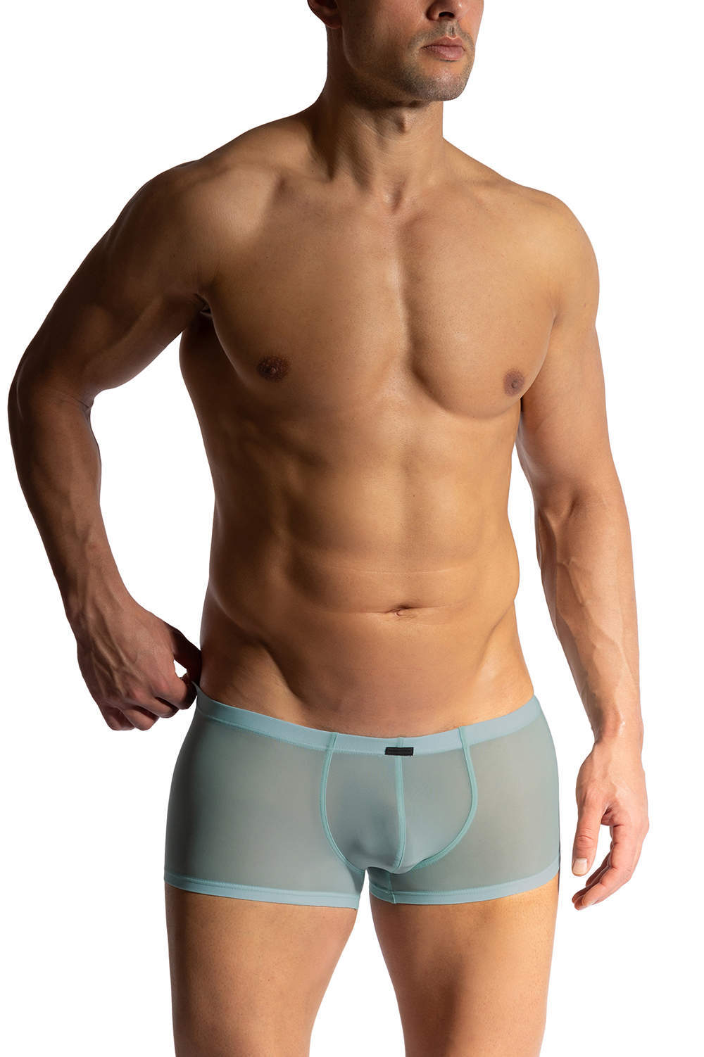 This sheer M101 Micro Pant in Aqua features a transparent, ultra-smooth fabric that’s designed to excite and entice.