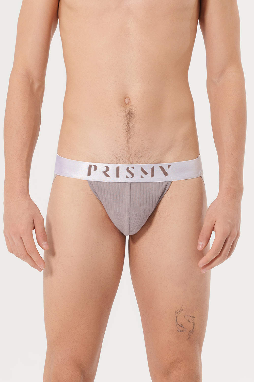Prisma Core Greige Jockstrap men’s underwear - lined pouch in ribbed cotton. Shop premium sporty male undies online at DGU. International delivery