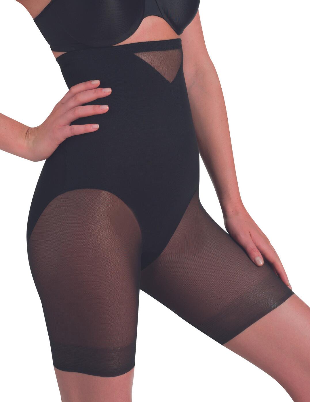 The Sexy Sheer high waist thigh slimmer provides superior smoothing without discomfort. The longer leg style allows this brief to give an all-over smoother appearance for a more natural look under clothing. Layered tulle provides firmer control that contours your body easily. Comfortable and breathable cotton keeps you feeling fresh all day. Silicone strips prevent rolling and keep the brief in place all day.  High waisted for all-over smoothing Superior control Comfortable and flattering design Country of origin: Nicaragua Composition: Front: 84% Nylon &pipe; 16% Elastane (Spandex) Back & Reinforcement: 82% Nylon &pipe; 18% Elastane (Spandex) Gusset: 92% Cotton &pipe; 8% Elastane (Spandex) Listed in UK sizes  53344-95662-1246432 2789 Shaping brief