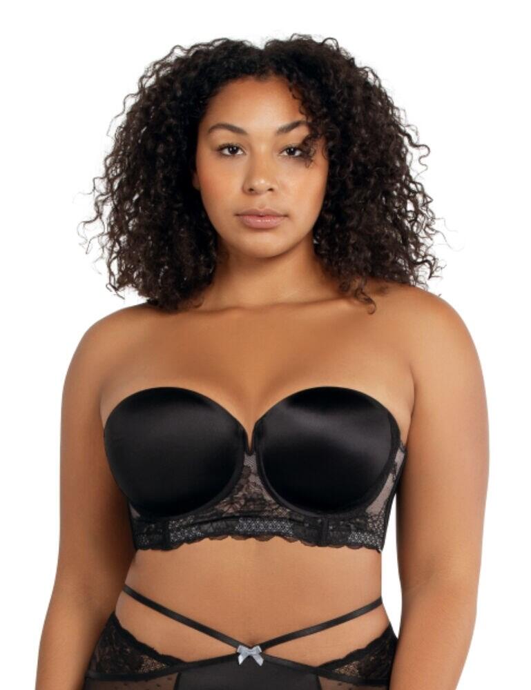 Looking for a supportive strapless for the fuller bust? You've just found it! This strapless lace bra from Parfait lingerie is designed to lift and hold larger boobs. This strapless features boning under the bust and around the sides for extra support and is designed as a longline. The sheer lace is lined with a power mesh so it can look pretty whilst also giving you the support you need. The cups have a smooth and seamless finish and a sexy cut at the centre to show off that cleavage.  Supportive boning Sheer lace with power mesh Seamless cups Polk dot design at back Hook & eye fastening Contouring Hand wash Composition - 75% Nylon &pipe; 25% Spandex Listed in UK sizes  47822-87143-1247469 A16812  Strapless Bra