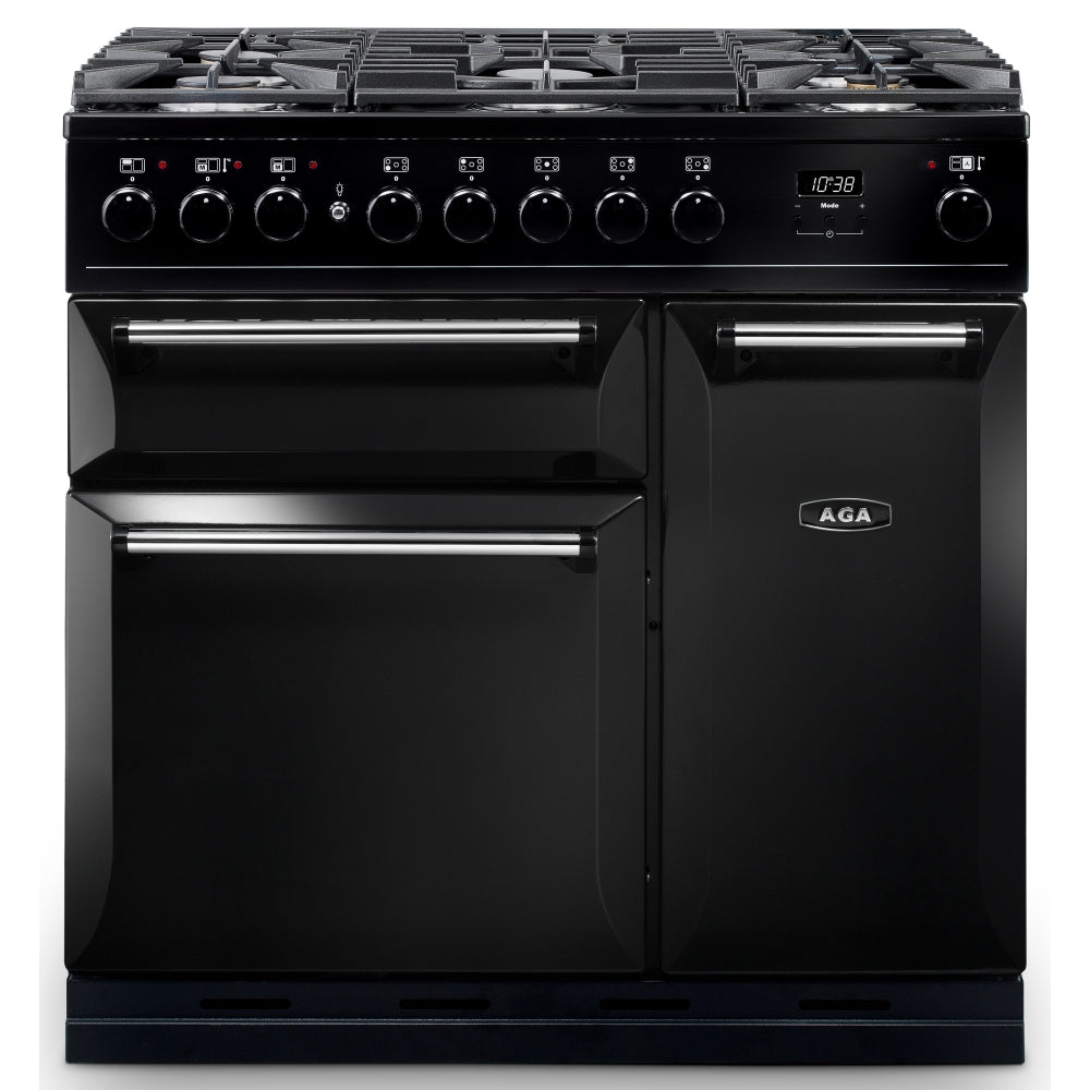 Aga Masterchef Mdx90dfblk Masterchef Deluxe 90cm Dual Fuel Range Cooker 121230 In Black