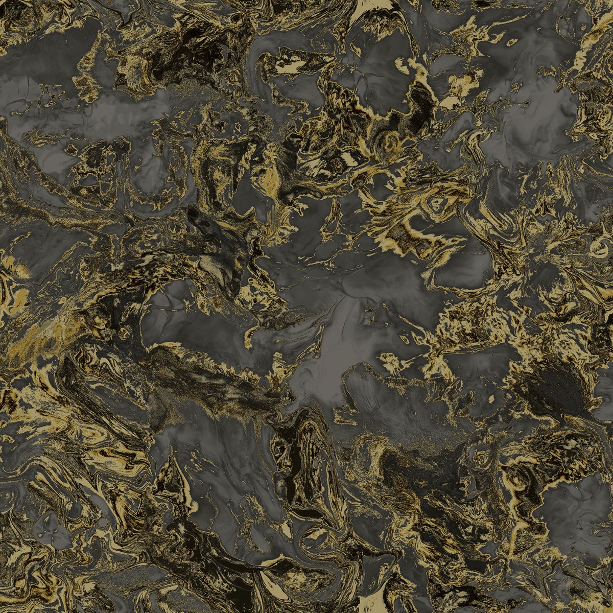Debona Liquid Marble Swirl Effect Wallpaper 3D Stone Black Gold Metallic Glitter, Multi