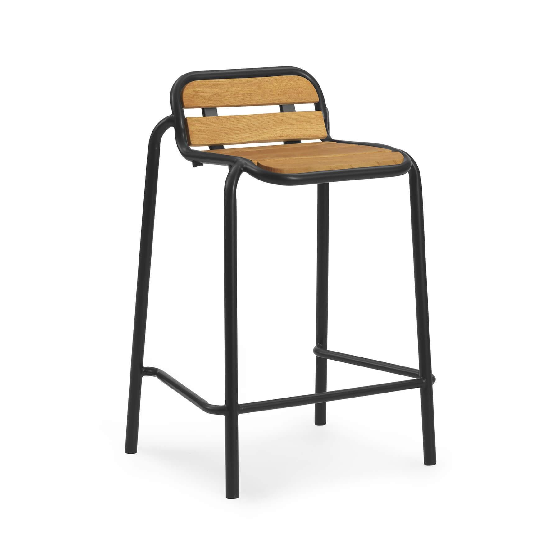 Normann Copenhagen Vig Wooden Garden Barstool Black 65cm Black Designer Furniture From Holloways Of Ludlow