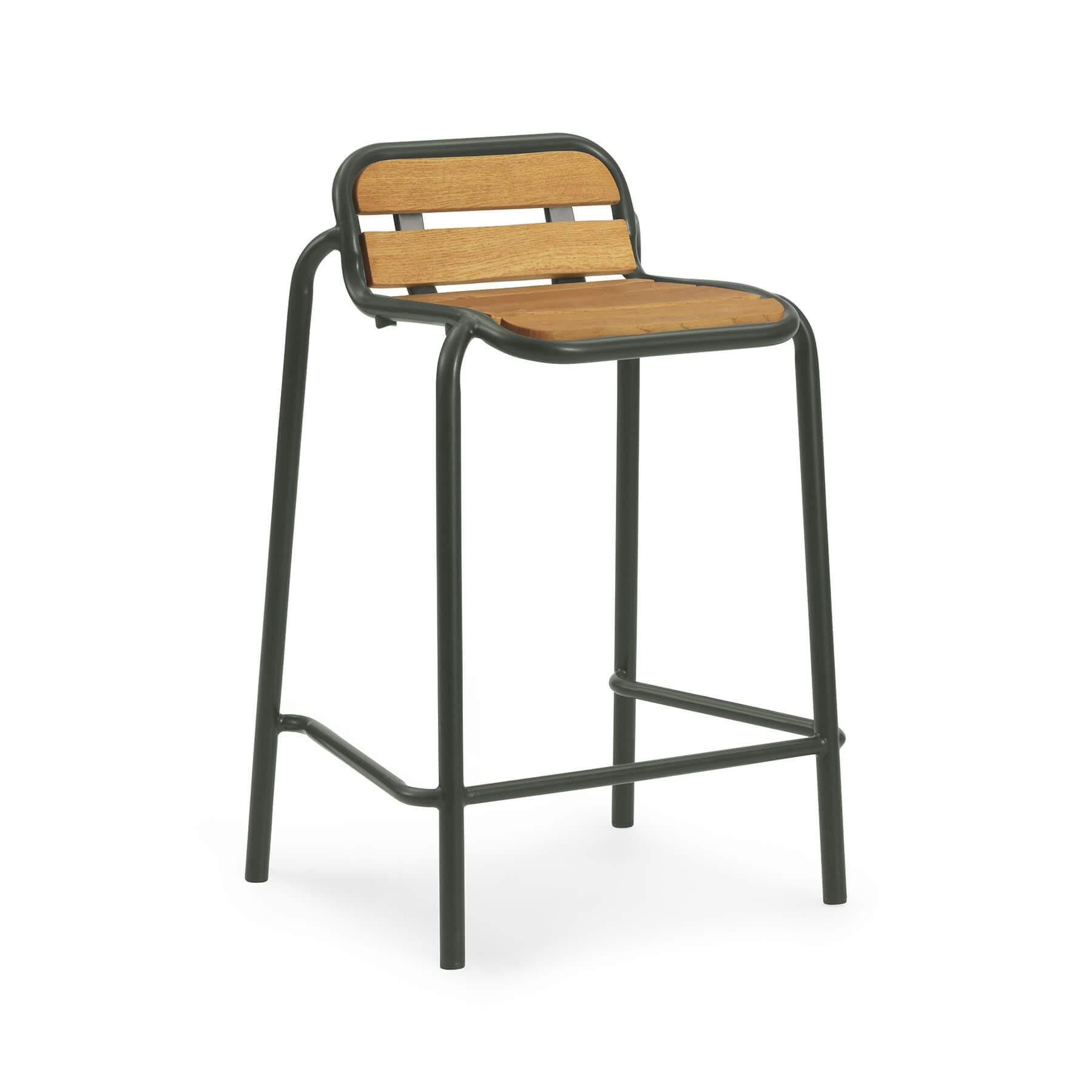 Normann Copenhagen Vig Wooden Garden Barstool Green 65cm Green Designer Furniture From Holloways Of Ludlow