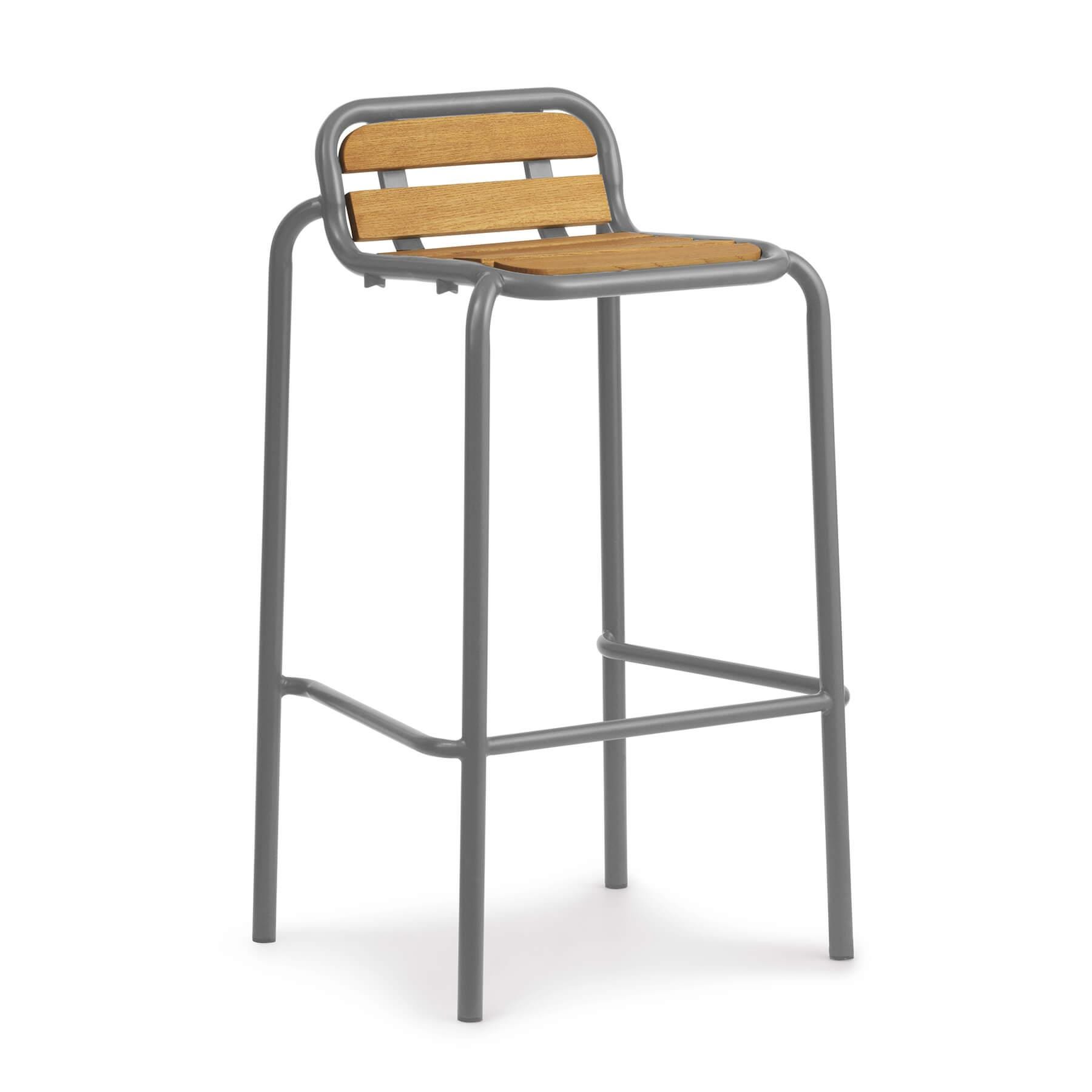 Normann Copenhagen Vig Wooden Garden Barstool Grey 75cm Grey Designer Furniture From Holloways Of Ludlow