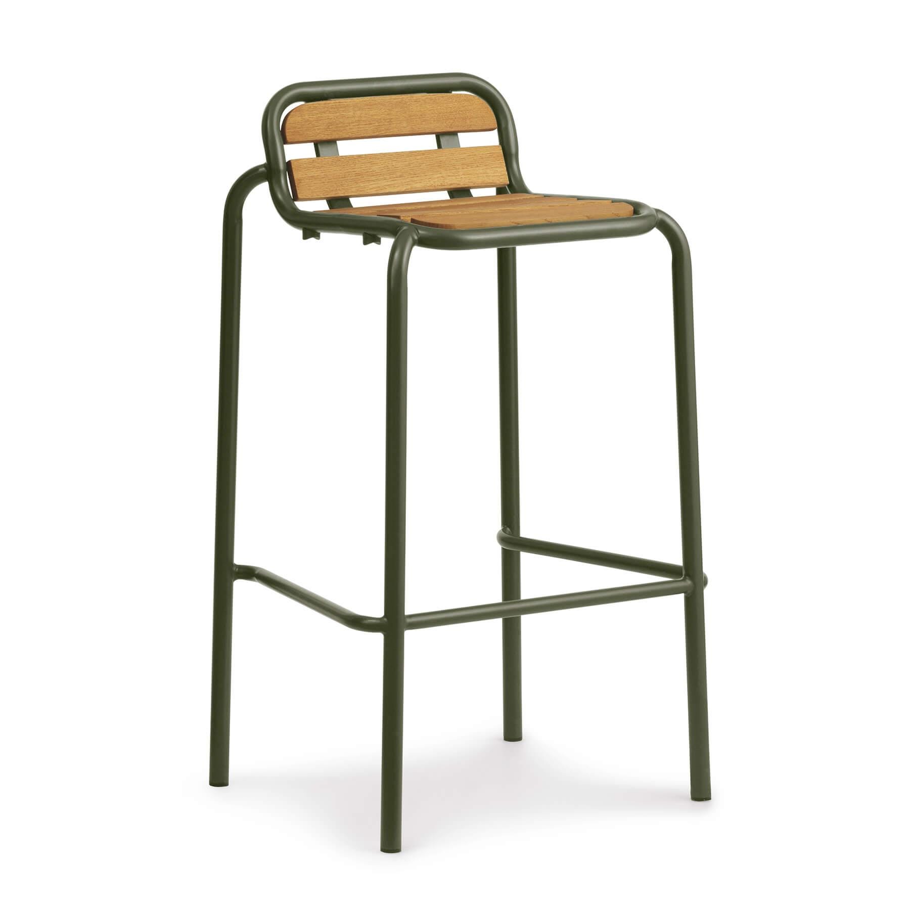 Normann Copenhagen Vig Wooden Garden Barstool Green 75cm Green Designer Furniture From Holloways Of Ludlow