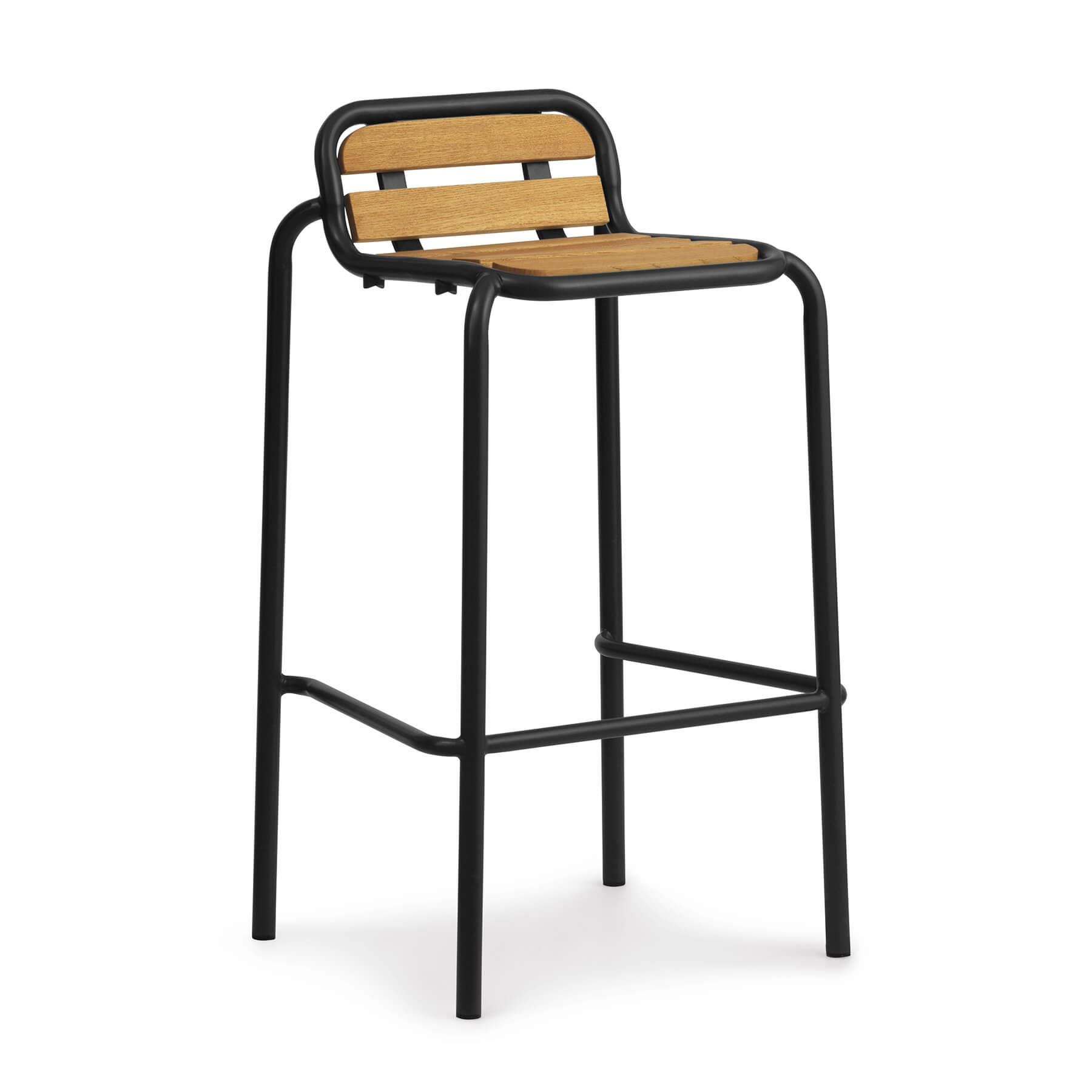 Normann Copenhagen Vig Wooden Garden Barstool Black 75cm Black Designer Furniture From Holloways Of Ludlow