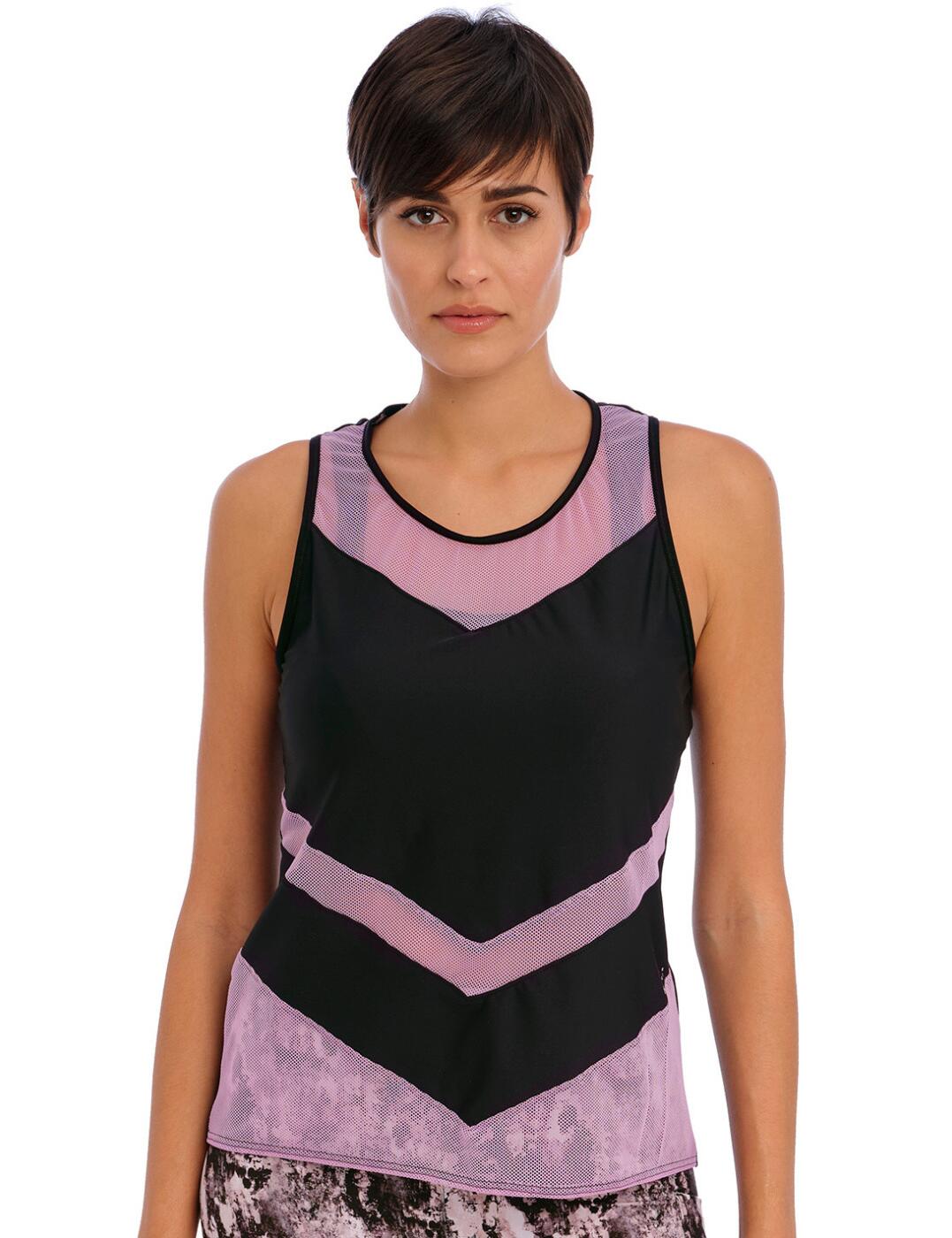 Stay and look fresh this season in the Freya Active Flaunt mesh vest. This sports top is the ideal lightweight activewear solution for people who are as passionate about style as staying fit. The mesh vest provides a relaxed fit with a scooped neckline and unlined mesh panel detailing, making it perfect for layering over Freya Active sports bras. The breathable fabric ensures optimum performance and thermal comfort, while the hip length offers a streamlined look.  Mesh vest Relaxed fit Scooped neckline Unlined mesh panel detailing Designed to be worn over Freya Active sports bras Breathable fabrics Hip length for a streamlined appearance Freya Active logo Matching coordinates available Country of origin: Sri Lanka Composition: Main Fabric: 21% Elastane &pipe; 79% Polyester Composition: Mesh: 68% Polyamide &pipe; 32% Elastane Listed in UK sizes  61700-106863-1414062 4020 Sports Vest