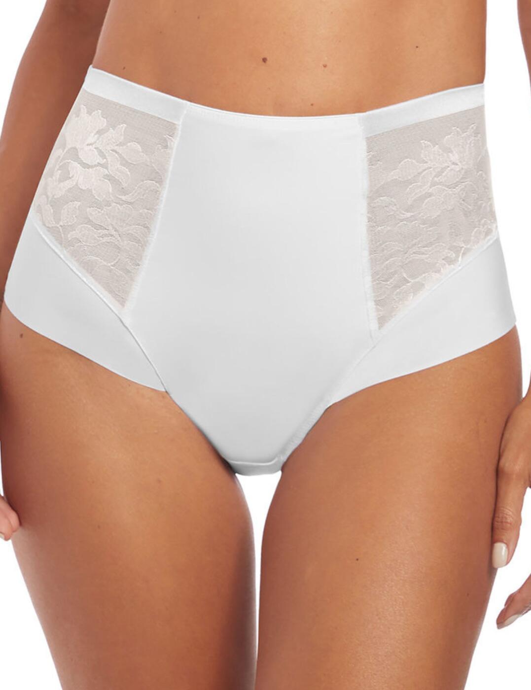 The Fantasie Illusion high waist brief will give you light stomach control and a smoother shape with a lined tummy panel, fitting perfectly under any clothing. With soft handle fabric and clean stitching so no sign of VPL, this range is perfect for everyday wear. It features smooth seamless fabric at the centre front and rear with sheer lace panels at the sides. All-round full coverage makes for a comfortable fit. For the complete look match with any of the pieces in the Illusion range!
