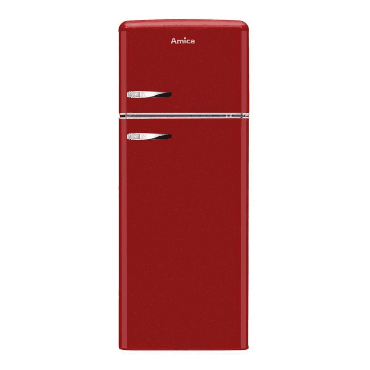 Amica Fdr2213r Retro 55cm Double Door Fridge Freezer In Red