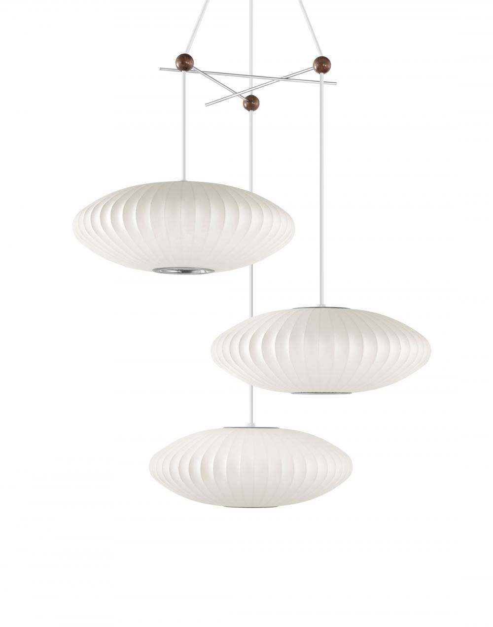 George Nelson Triple Bubble Pendant Configuration 1 White Designer Pendant Lighting