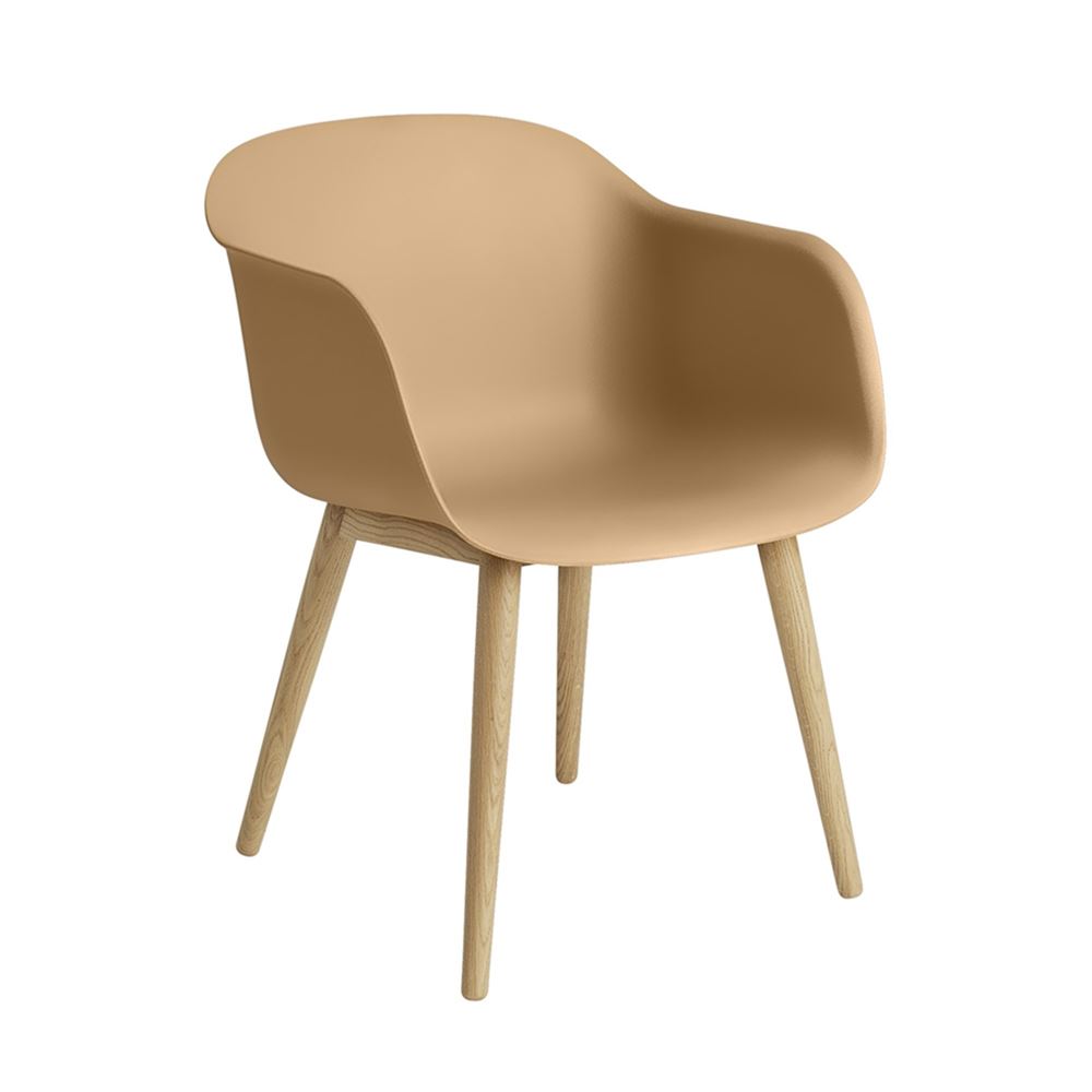 Fiber Armchair Wood Base Ochre Oak