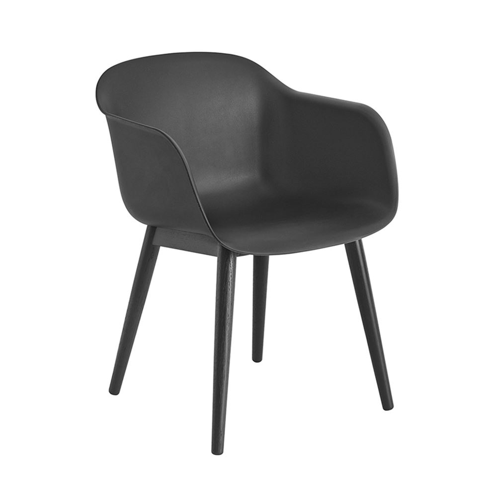 Fiber Armchair Wood Base Black Black