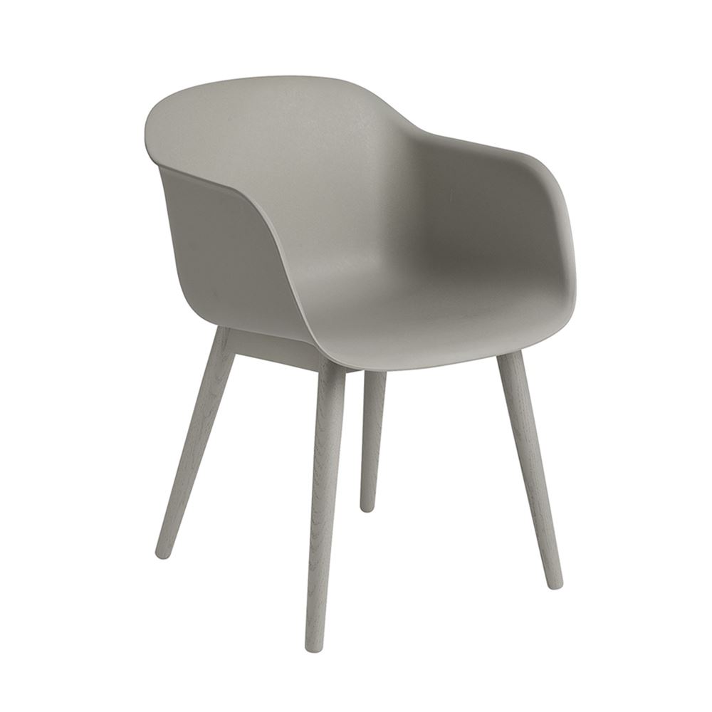 Fiber Armchair Wood Base Grey Grey