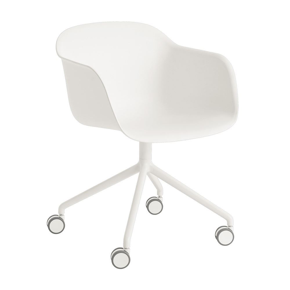 Fiber Armchair Swivel Base With Castors Natural White White