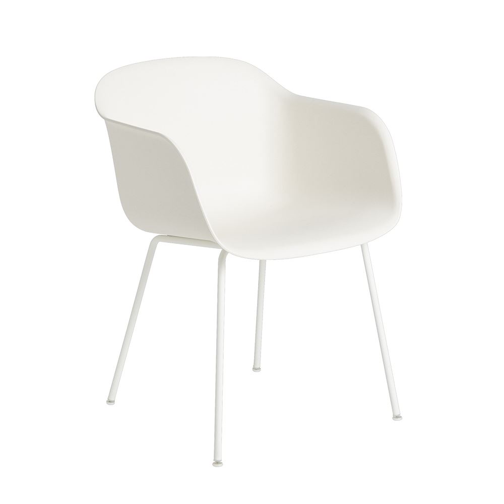 Fiber Armchair Tube Base Natural White White